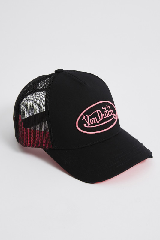 Casquette baseball noir et rose fluo homme von dutch