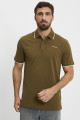 Polo chest logo striped kaki