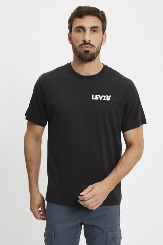 T-shirt noir coupe décontractée homme