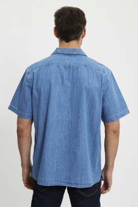 Chemise Camp standard en jean medium indigo