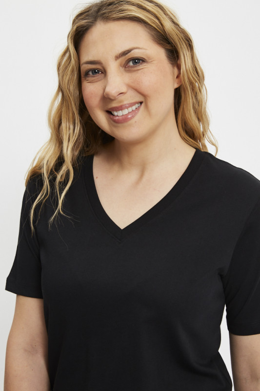 T-shirt Rex col V noir JDY