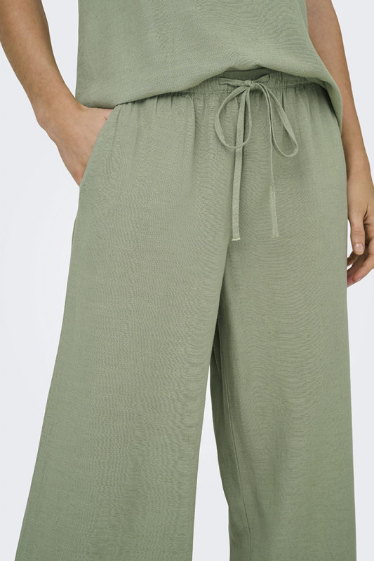 Pantalon Caya vert thé lin & viscose femme JDY