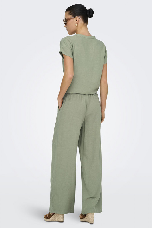 Pantalon Caya vert thé lin & viscose