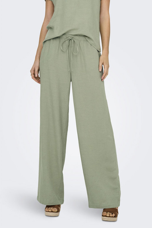 Pantalon Caya vert thé lin & viscose femme