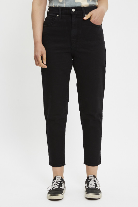 Jeans Mom taille haute noir femme