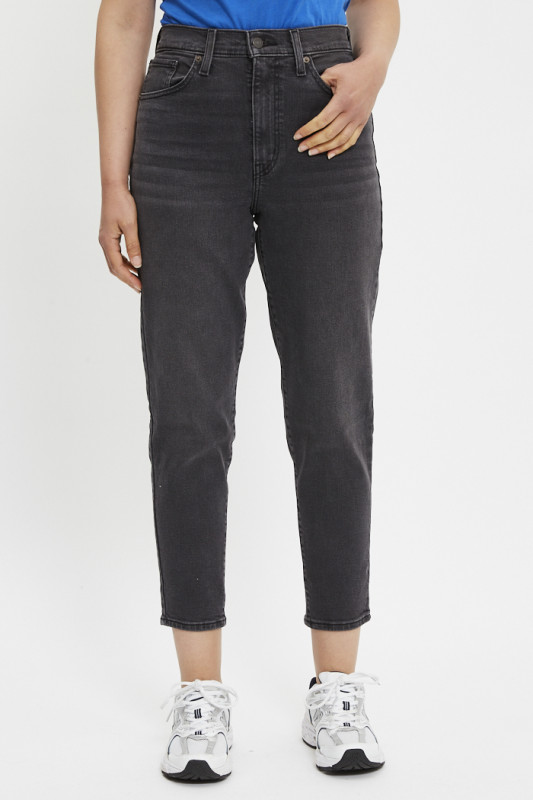 Jeans Mom taille haute dark indigo délavé femme