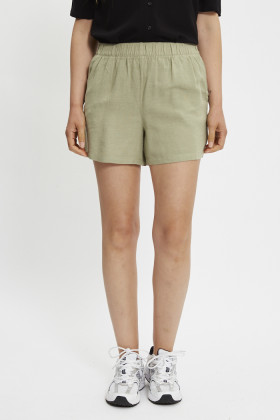Short Caya vert thé en lin mélangé femme