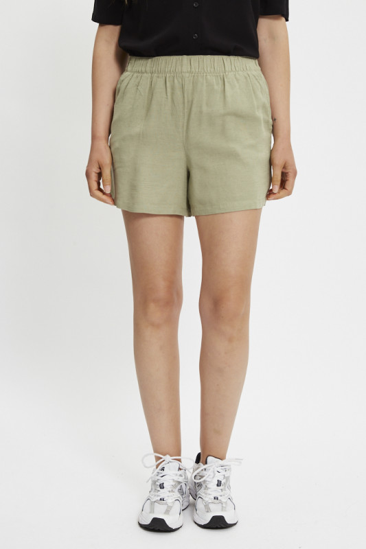Short Caya vert thé en lin mélangé femme
