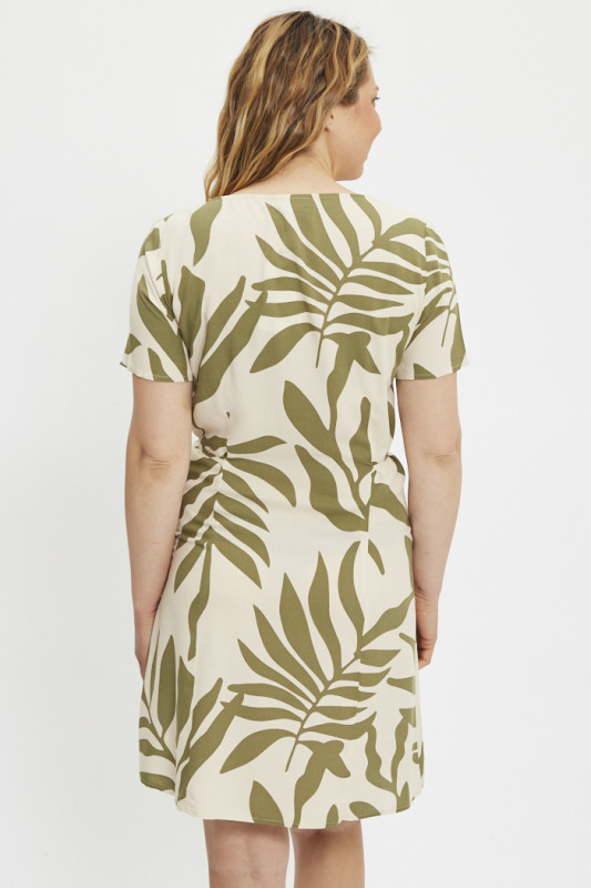 Robe Staro beige imprimé fleuilles