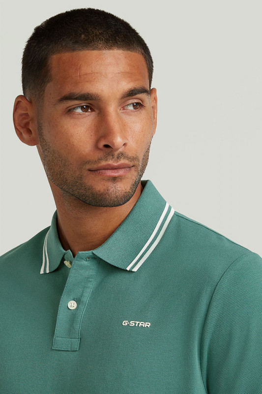 Polo chest logo striped vert homme G-star