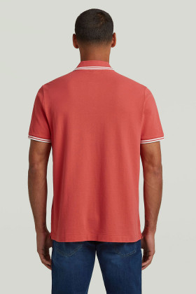 Polo chest logo striped rouge