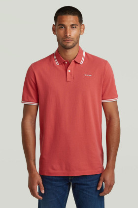 Polo chest logo striped rouge homme