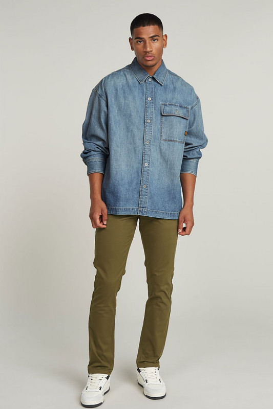 Pantalon slim chino dark olive homme coton mélangé