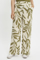 Pantalon large Staro beige imprimé feuilles