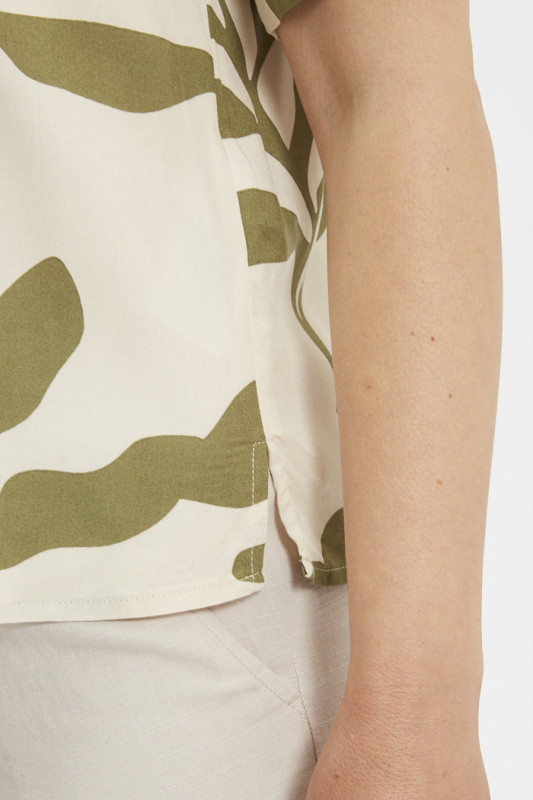 Chemise beige Staro imprimé feuilles