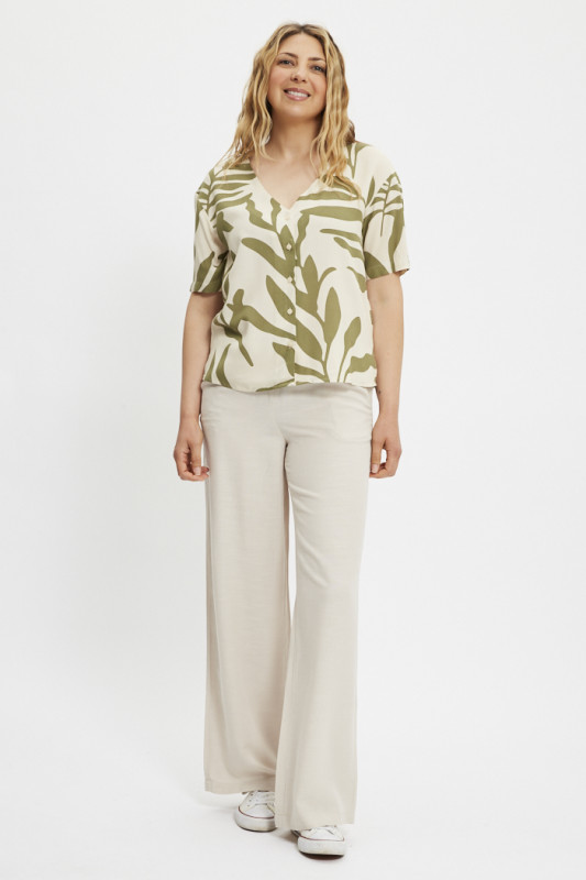 Chemise beige Staro imprimé feuilles