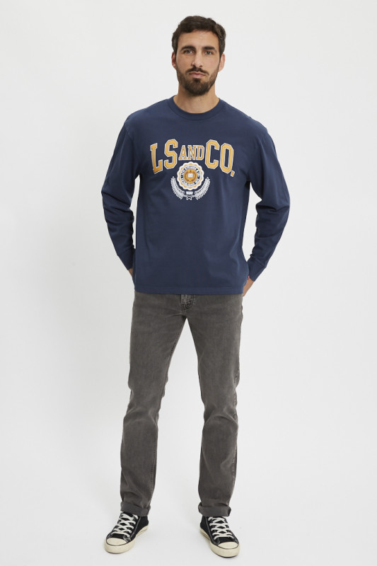 T-Shirt LS graphic authentic collegia blues