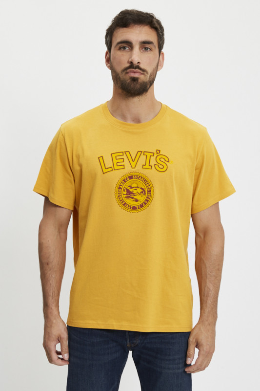 t-shirt logo patch relaxed fit jaune homme
