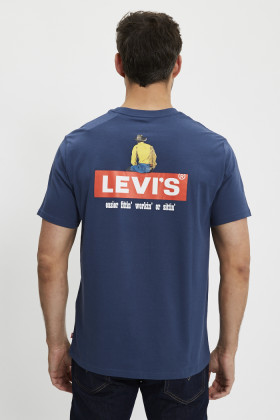 t-shirt graphic relaxed fit bleu marine