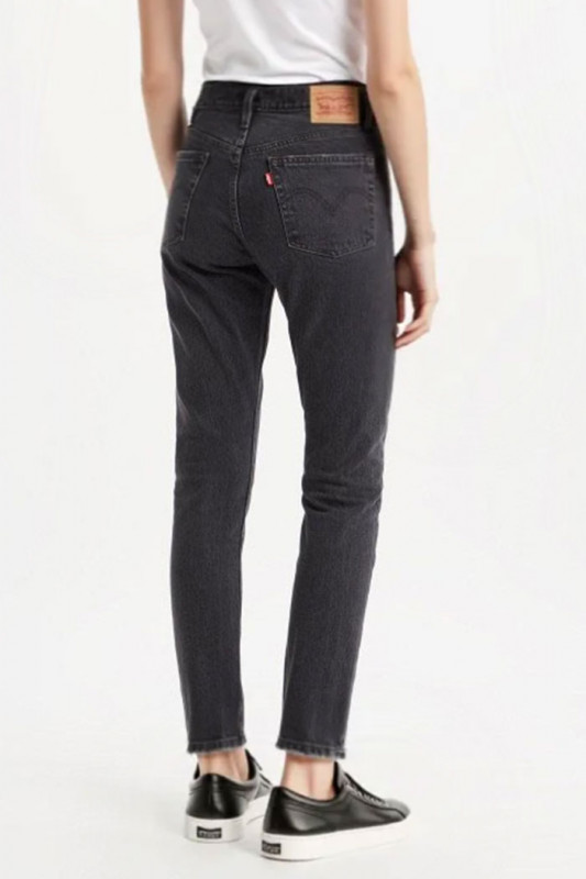 Jeans 501 skinny noir denim délavé levi's en coton et élasthanne