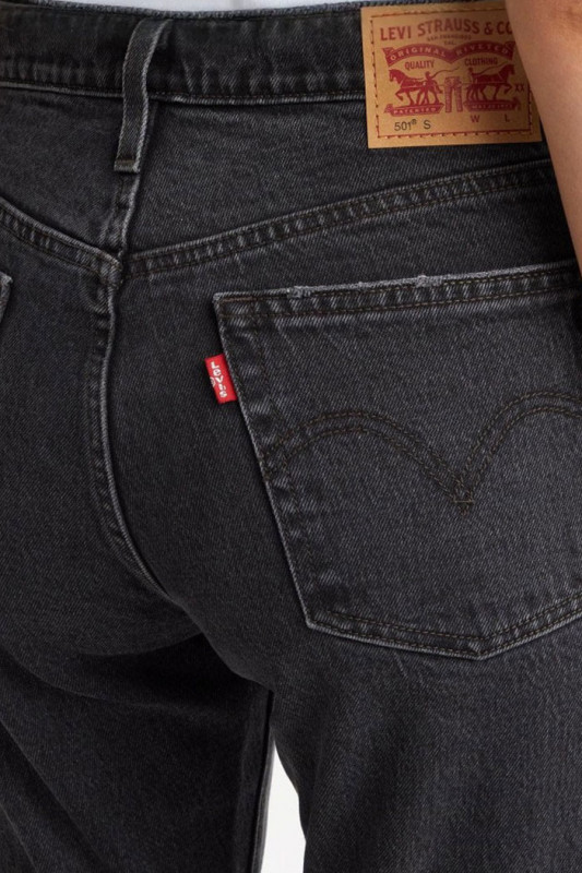 Jeans 501 skinny noir denim délavé  femme levi's