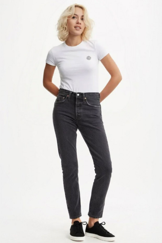 Jeans 501 skinny noir denim délavé femme levi's coton mélangé