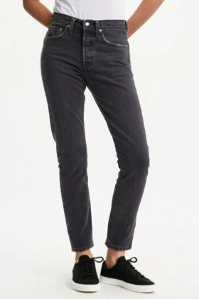 Jeans 501 skinny noir denim délavé femme coton mélangé