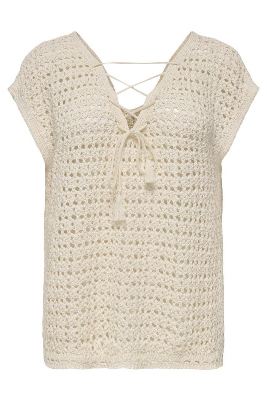 Top tricoté Ellis réversible écru femme