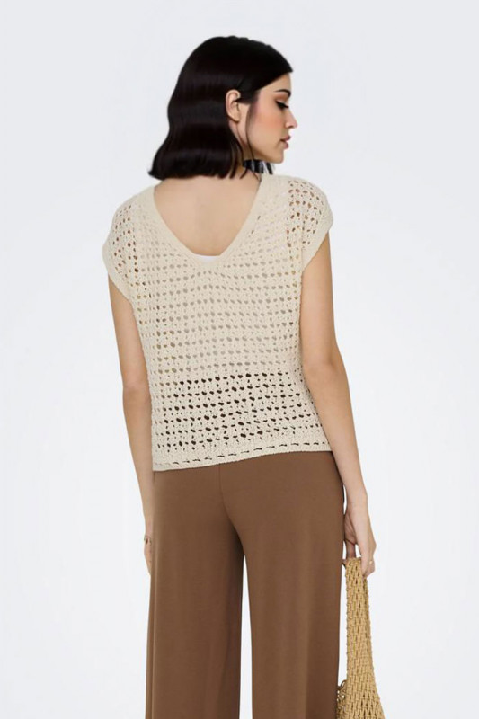 Top tricoté Ellis réversible écru