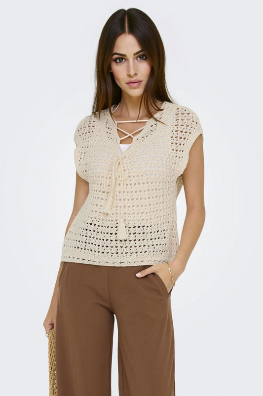 Top tricoté Ellis réversible écru JDY