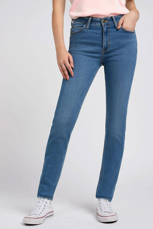 Jeans Scarlett denim délavé taille haute femme