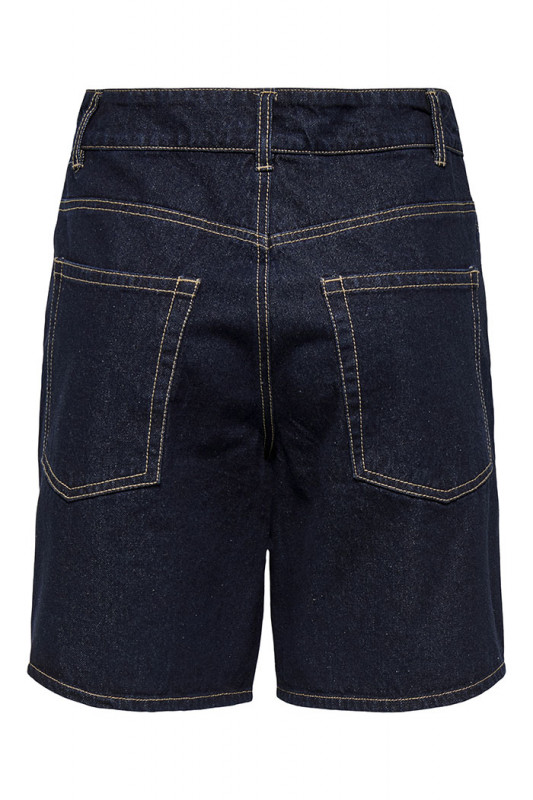 Short loose denim dark blue femme 100% coton