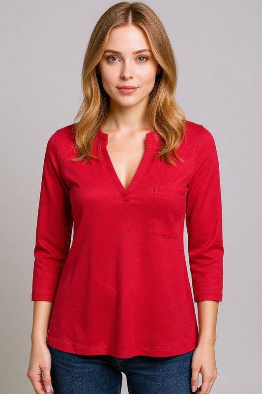 T-shirt Dalila col V rouge femme