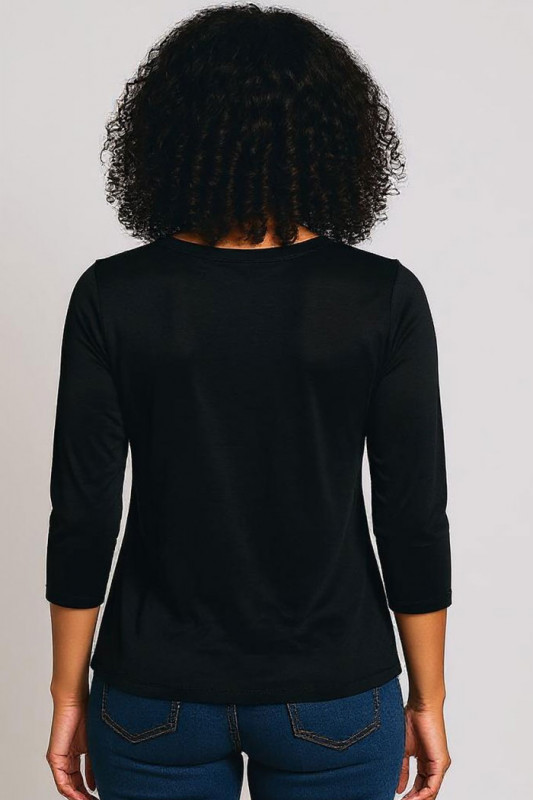 T-shirt Dalila col V noir