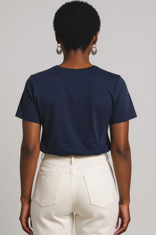 T-shirt Rex bleu marine 100% coton