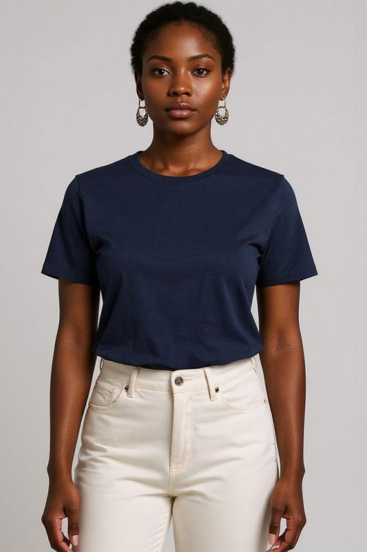 T-shirt Rex bleu marine 100% coton