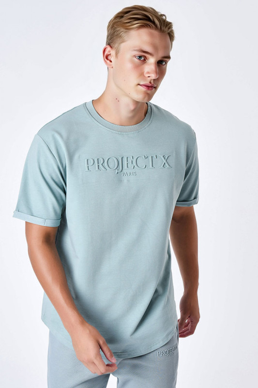 T-shirt bleu coupe classique