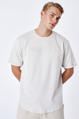 T-shirt logo embossé beige