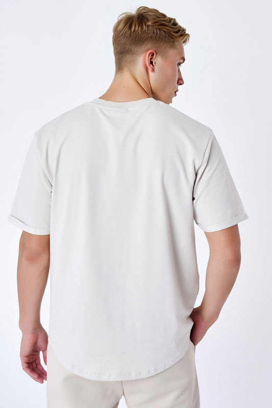 T-shirt logo embossé beige