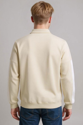 Sweatshirt col polo beige homme Project x Paris coupe droite