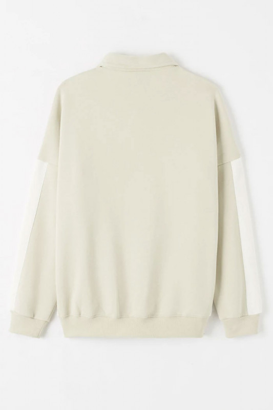 Sweatshirt col polo beige