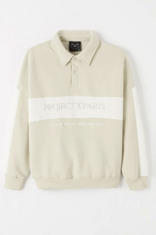 Sweatshirt col polo beige homme Project x Paris