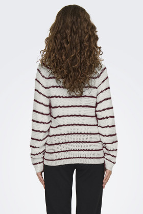 Pullover raglan Ellen à rayures lie de vin