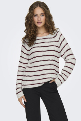 Pullover raglan Ellen à rayures lie de vin femme