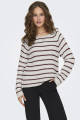 Pullover raglan Ellen à rayures lie de vin