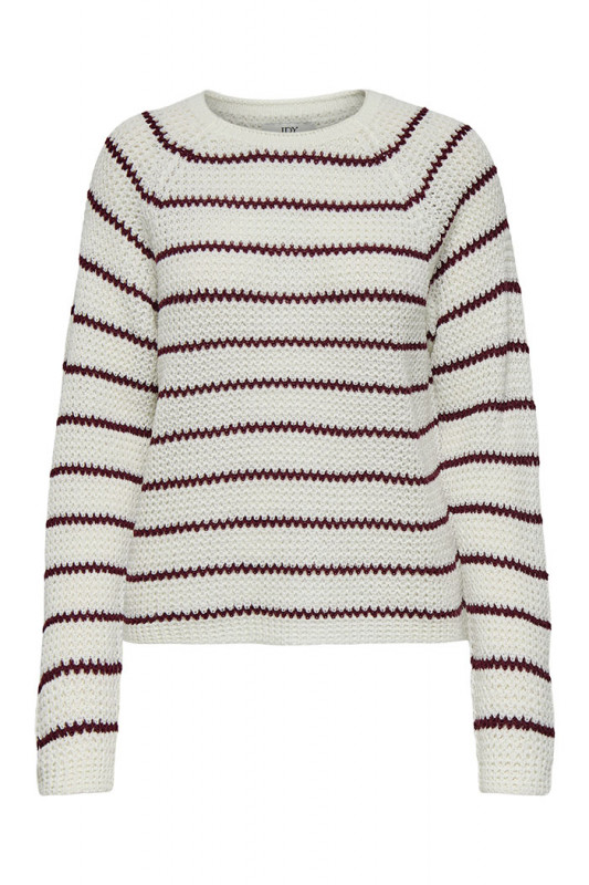 Pullover raglan Ellen à rayures lie de vin femme JDY