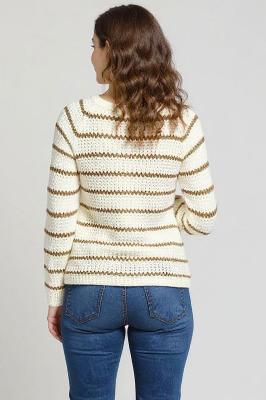 Pullover raglan Ellen à rayures kaki