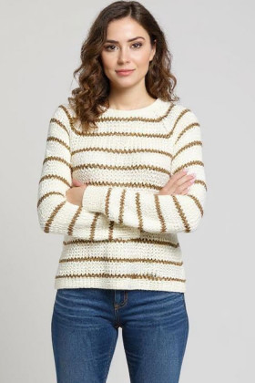 Pullover raglan Ellen à rayures kaki femme