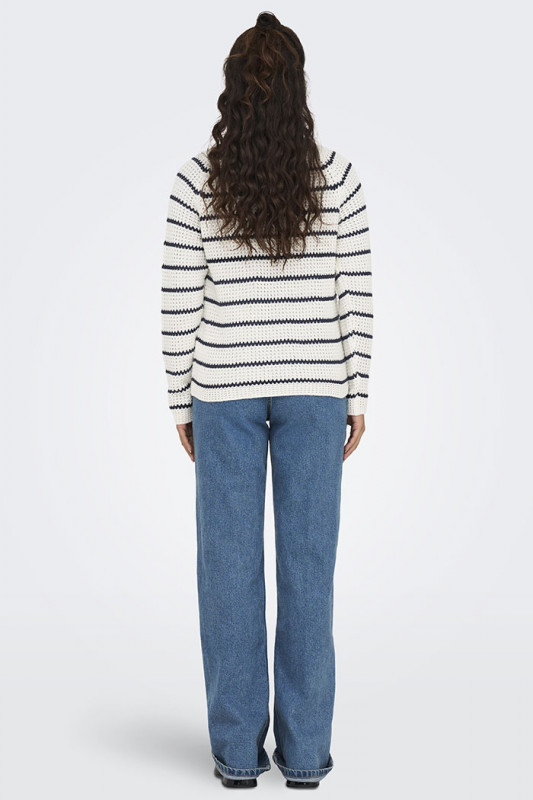 Pullover raglan Ellen à rayures bleu