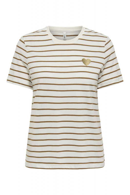 T-shirt Liva beige clair à rayures femme only